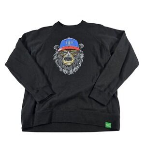 Wild Tribute Mens Bear with Sunglasses Graphic Sweatshirt Black PRM30SBCC Large